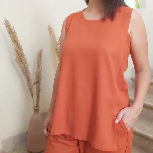 21S6/o Sleeveless Sun-Top Linen