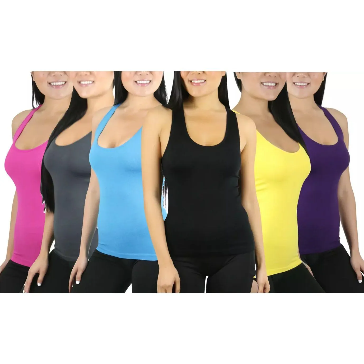 6-Pack: Women's Layering Racerback Seamless Tank Tops