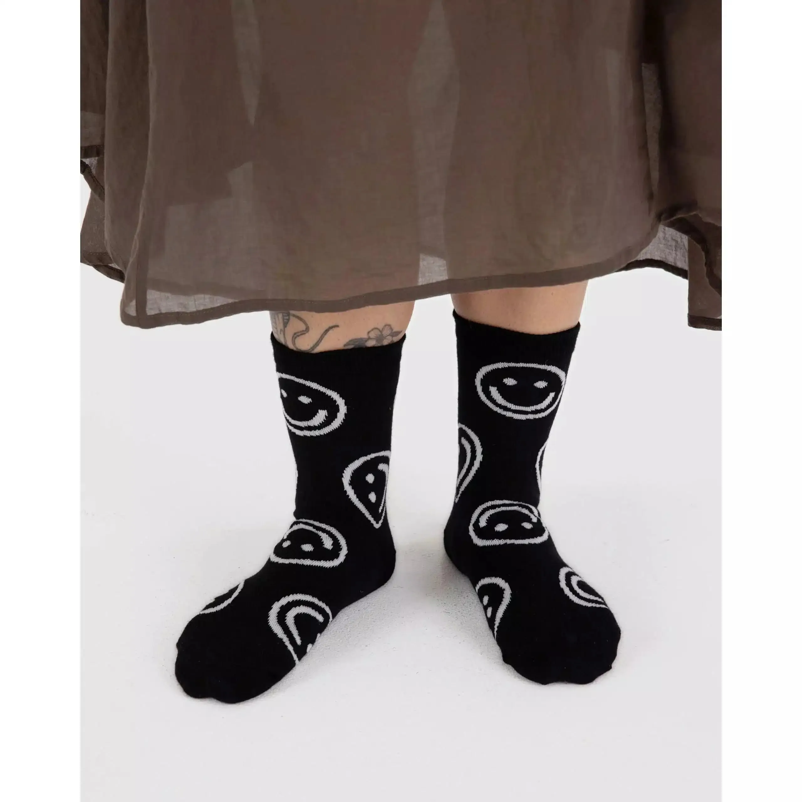 Baggu - Adult crew socks - Black Happy