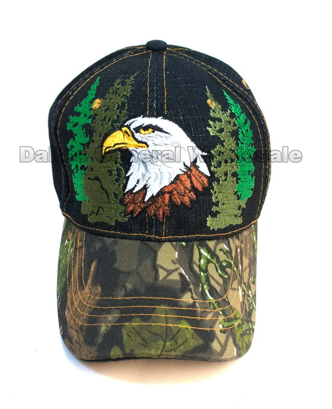 Bald Eagle Design Camouflage Fashion Denim Caps Wholesale