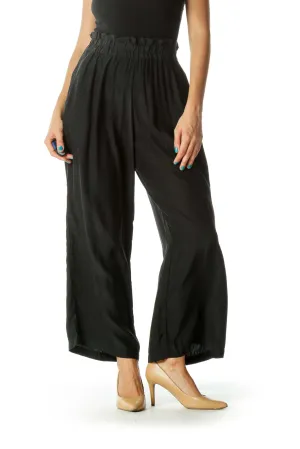 Black Silk Wide Leg Pants