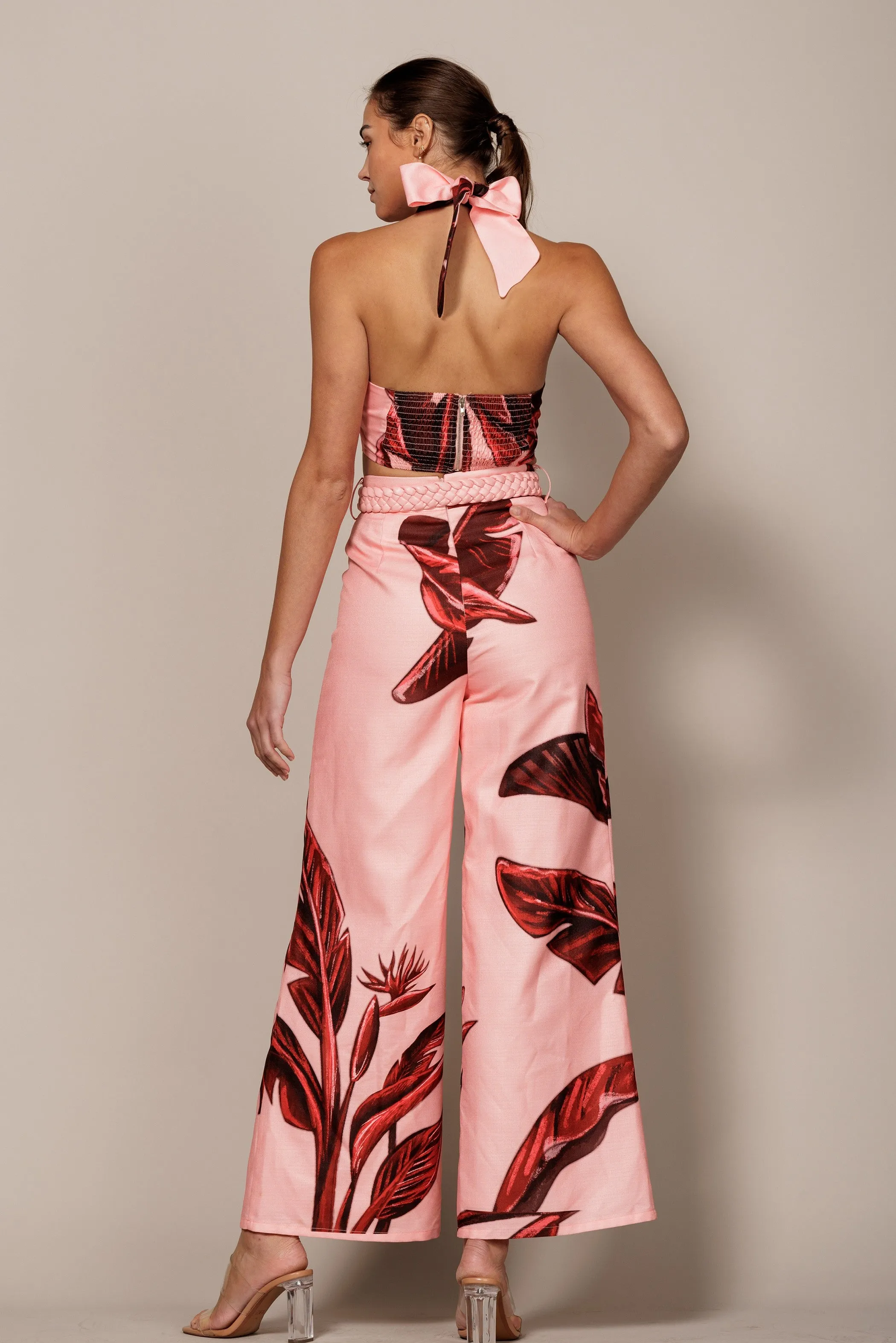 braided belt tropical pants