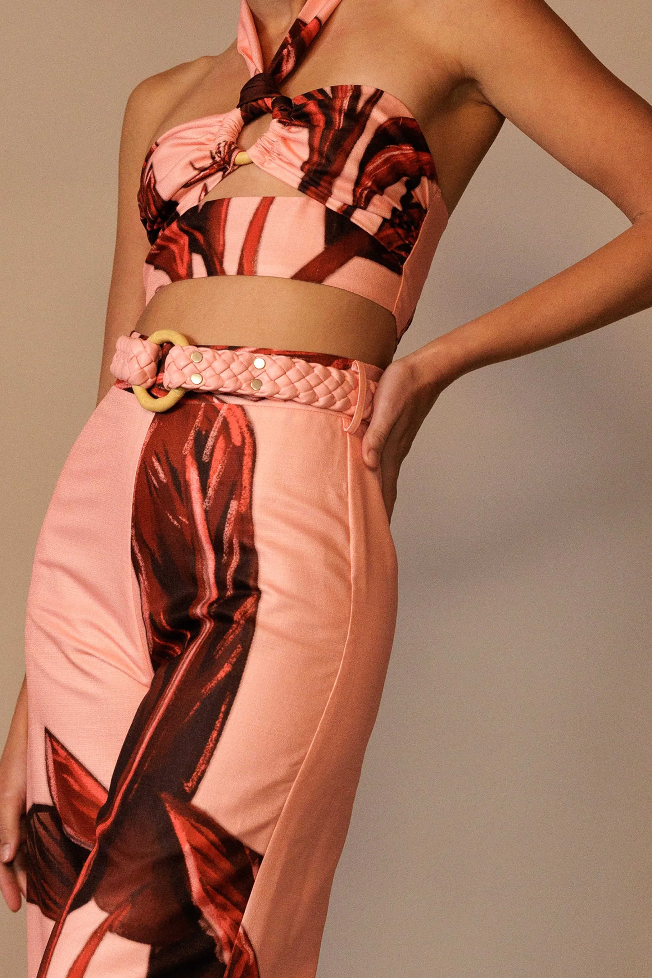 braided belt tropical pants