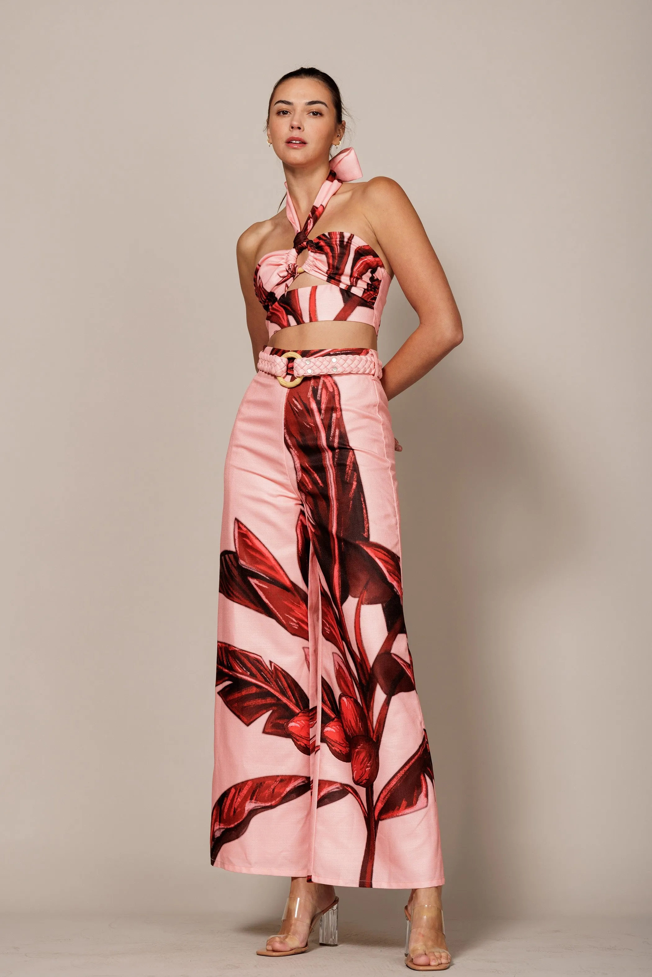 braided belt tropical pants