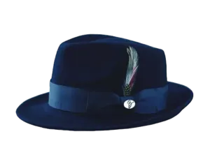 Bruno Capelo Blue Men's Wool Hat Hudson Lite Felt Fedora Hat