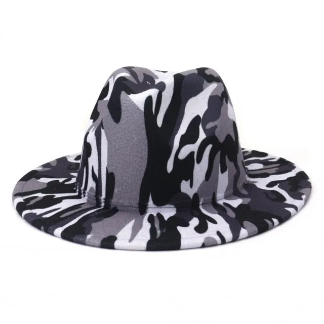 Camouflage or Tie Dye or Variety Print Wool Fedora Hats
