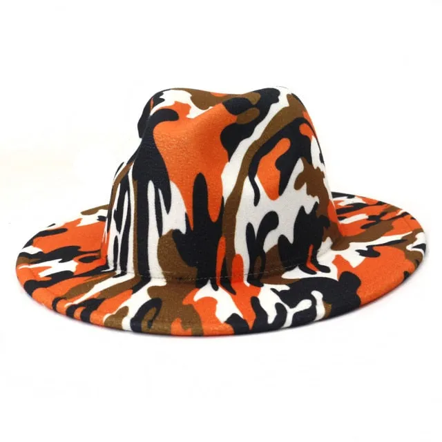 Camouflage or Tie Dye or Variety Print Wool Fedora Hats