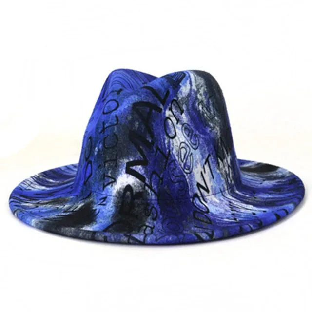 Camouflage or Tie Dye or Variety Print Wool Fedora Hats