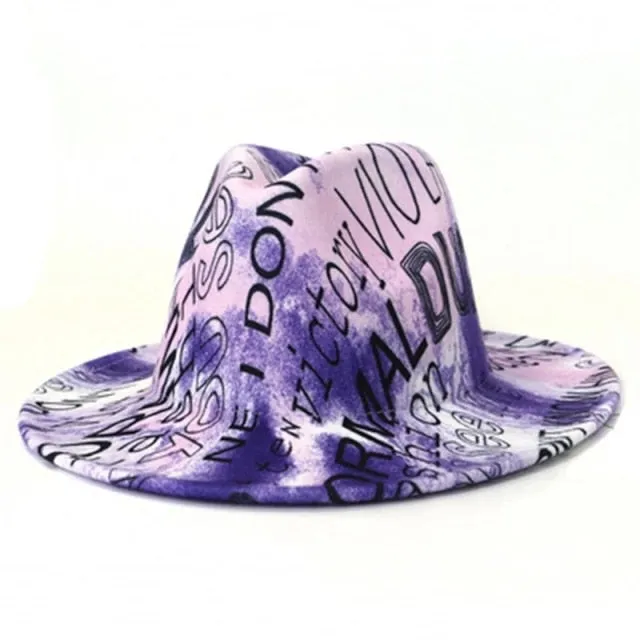 Camouflage or Tie Dye or Variety Print Wool Fedora Hats