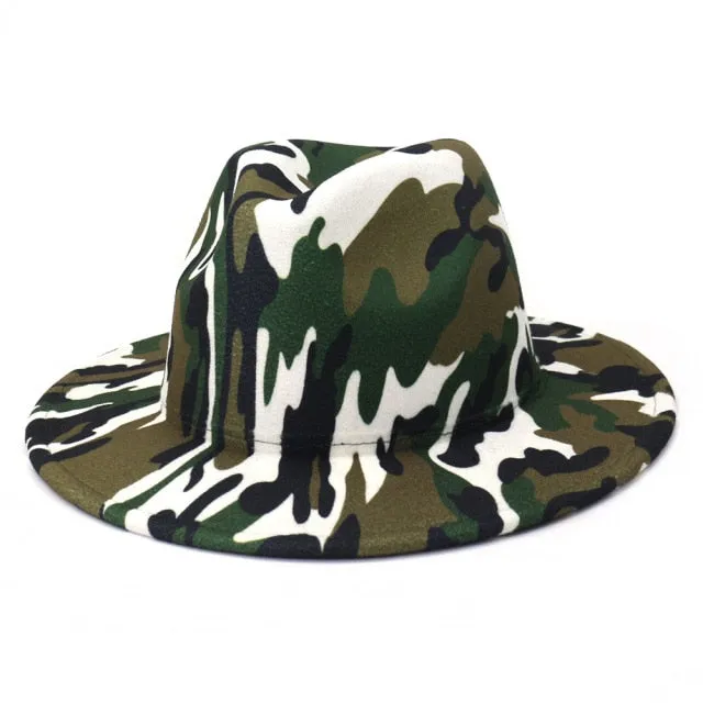 Camouflage or Tie Dye or Variety Print Wool Fedora Hats
