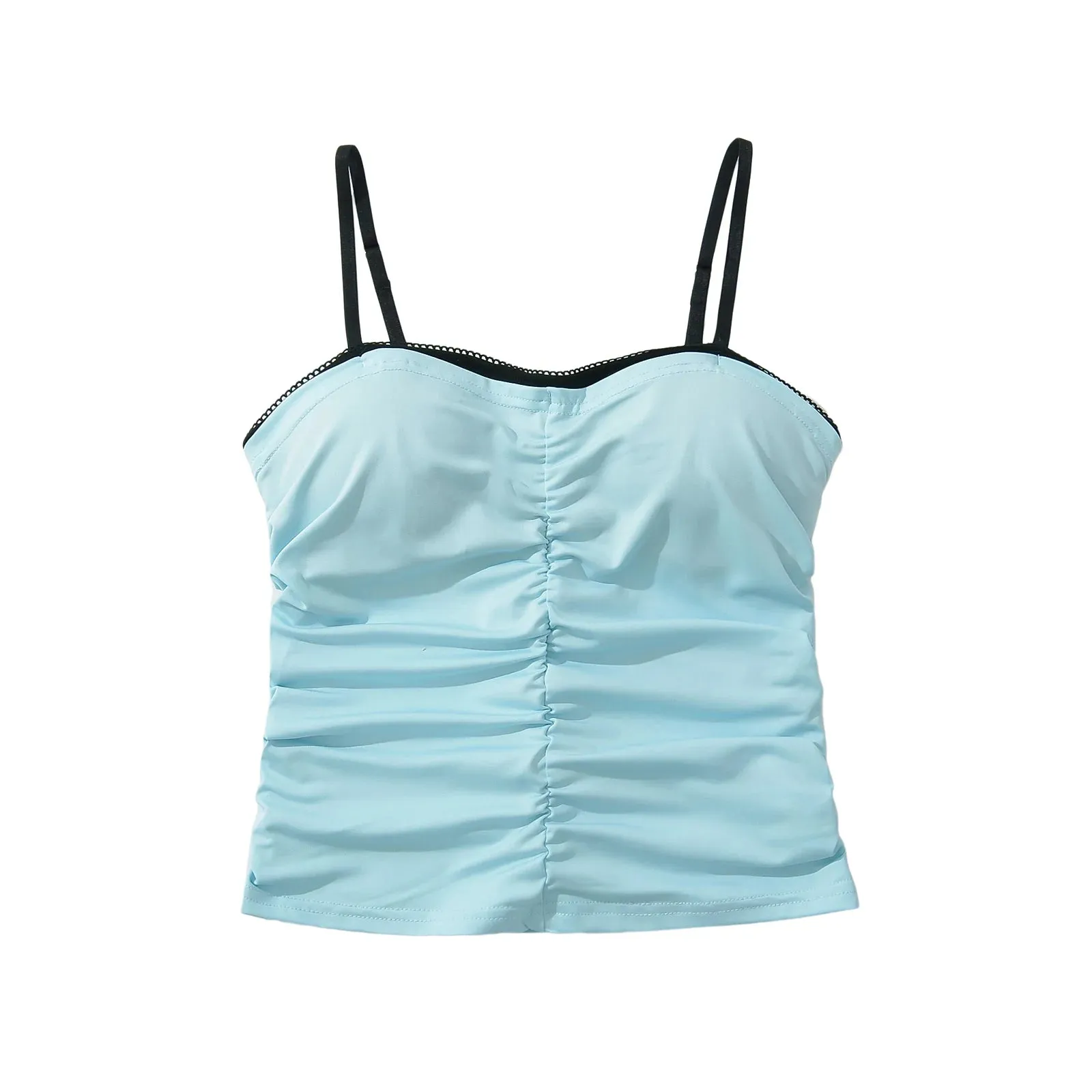 Contrast Color Camisole Top With Paded Bra