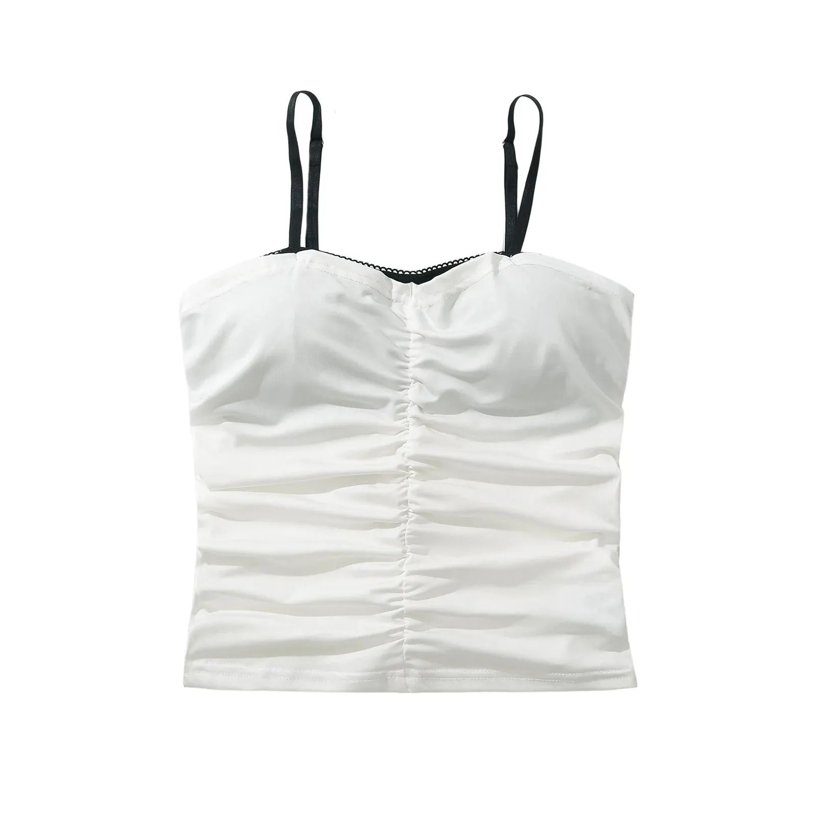Contrast Color Camisole Top With Paded Bra