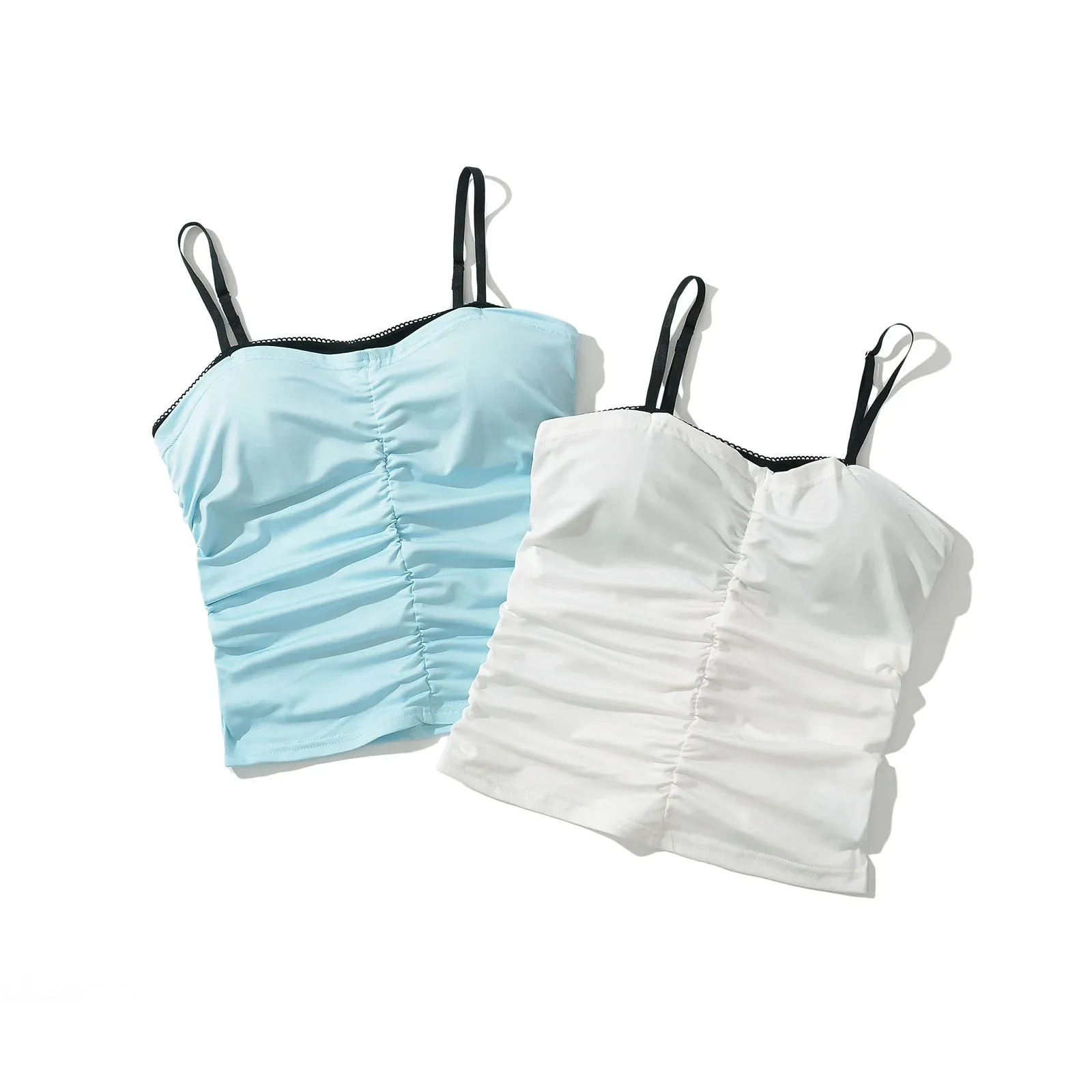 Contrast Color Camisole Top With Paded Bra