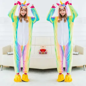 Cute Unicorn Cosplay Thickening Flannel Jumpsuits