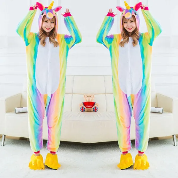 Cute Unicorn Cosplay Thickening Flannel Jumpsuits