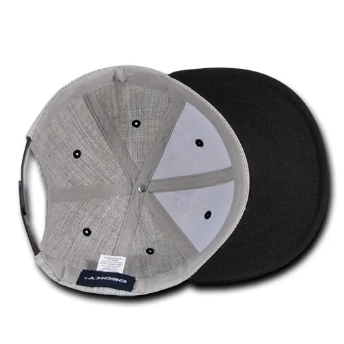 Decky 1092 Heather Grey Snapback, 6 Panel Flat Bill Hat