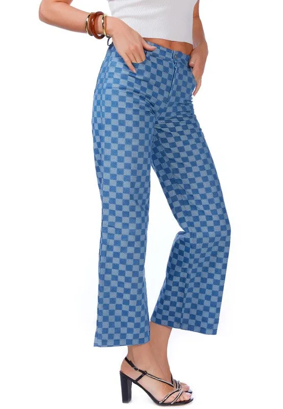 Denim Checkered Pants