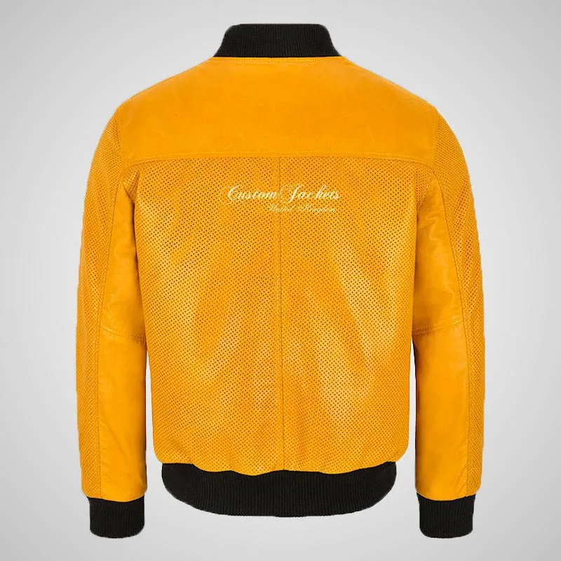 DIMA Perforated Leather Bomber Jacket For Mens Soft Leather