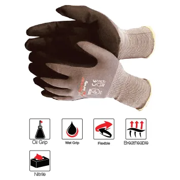 Flex Optima nitrile rough palm lycra nylon gloves Abrasion-Lv3