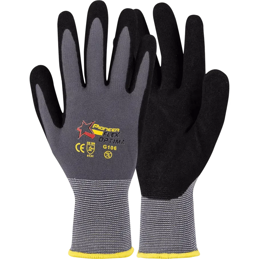 Flex Optima nitrile rough palm lycra nylon gloves Abrasion-Lv3