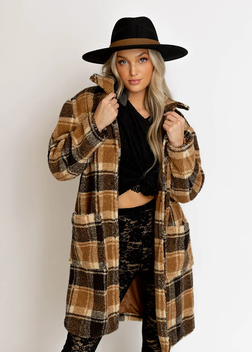 Gertie Coat in Brown Plaid