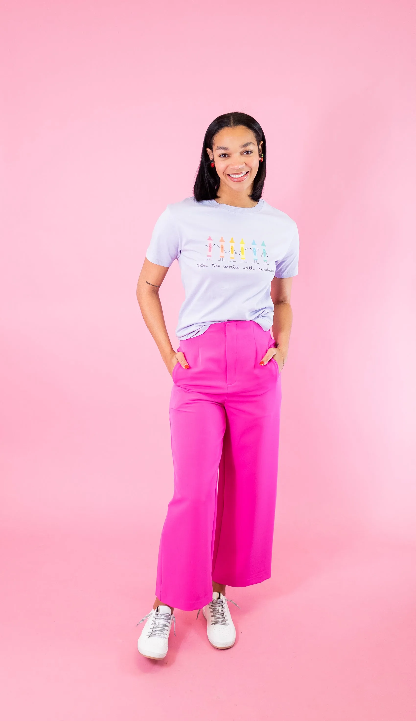 High Waist Wide Pants - Pink
