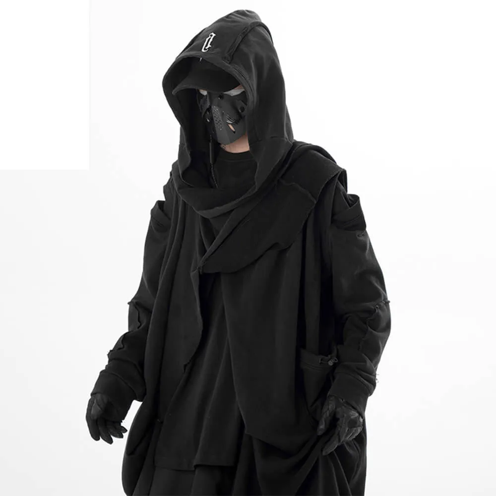 Japanese Style Hooded Solid Color Windbreaker Coat