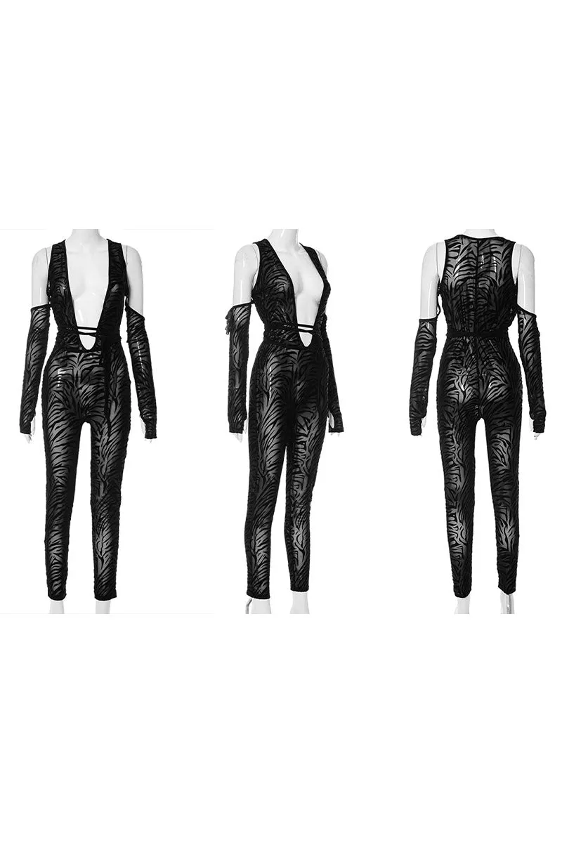 JH0211 Sexy Mesh Jumpsuits