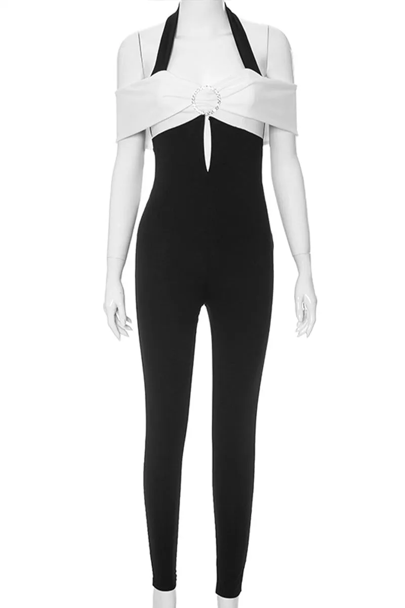 JK0232 Halter Off Shoulder Jumpsuits