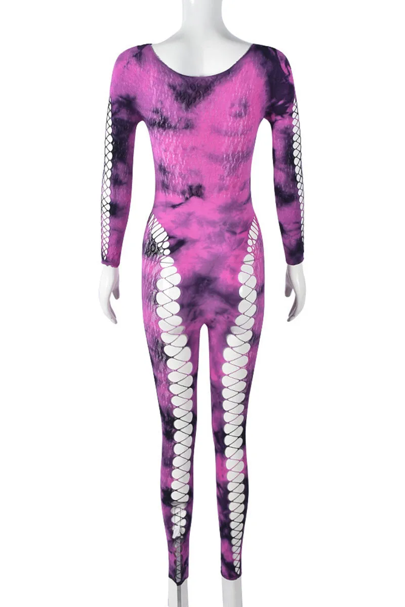 JM0560 Tie Dye Sheer Jumpsuits