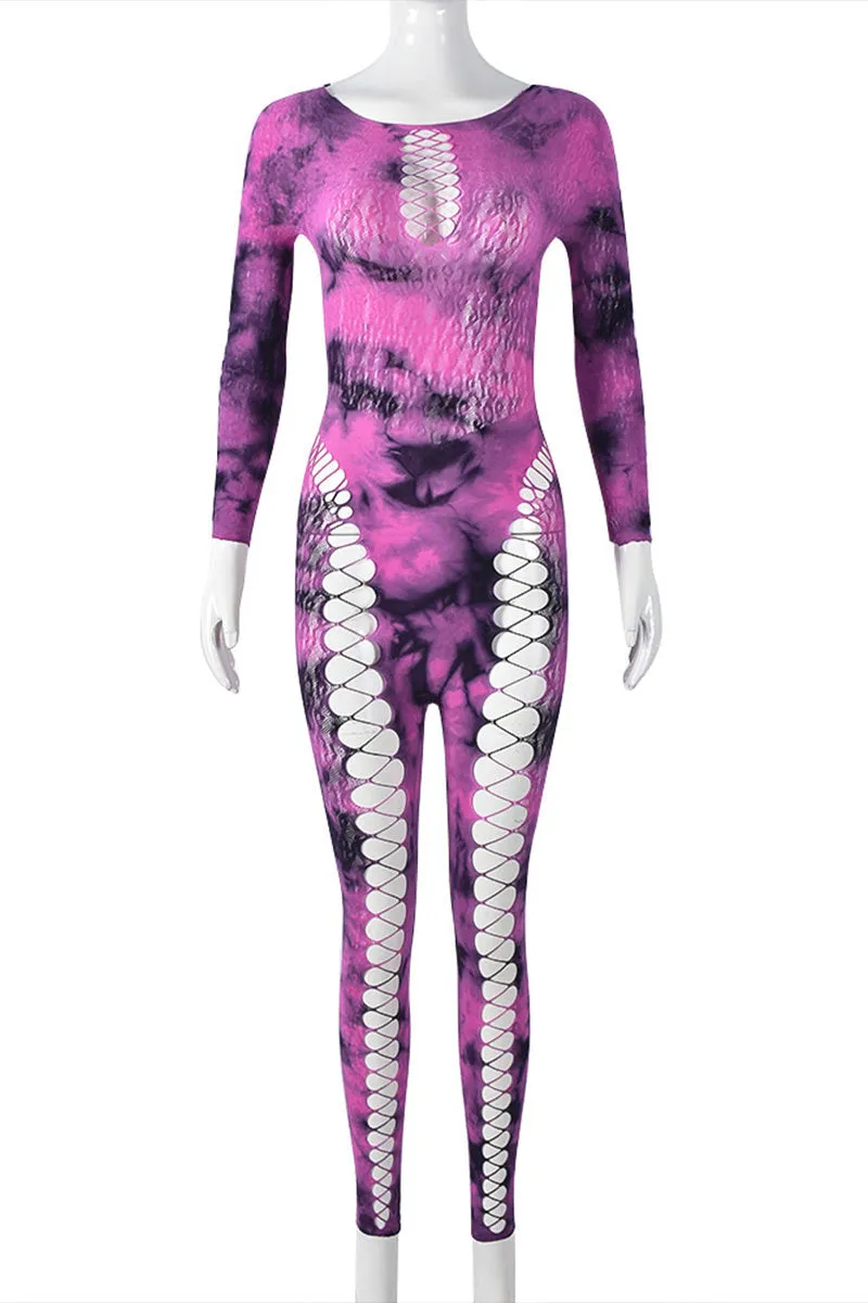 JM0560 Tie Dye Sheer Jumpsuits