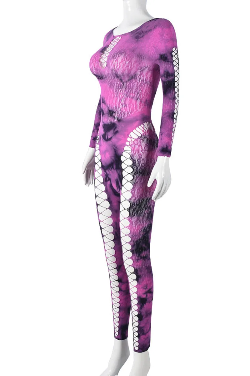 JM0560 Tie Dye Sheer Jumpsuits