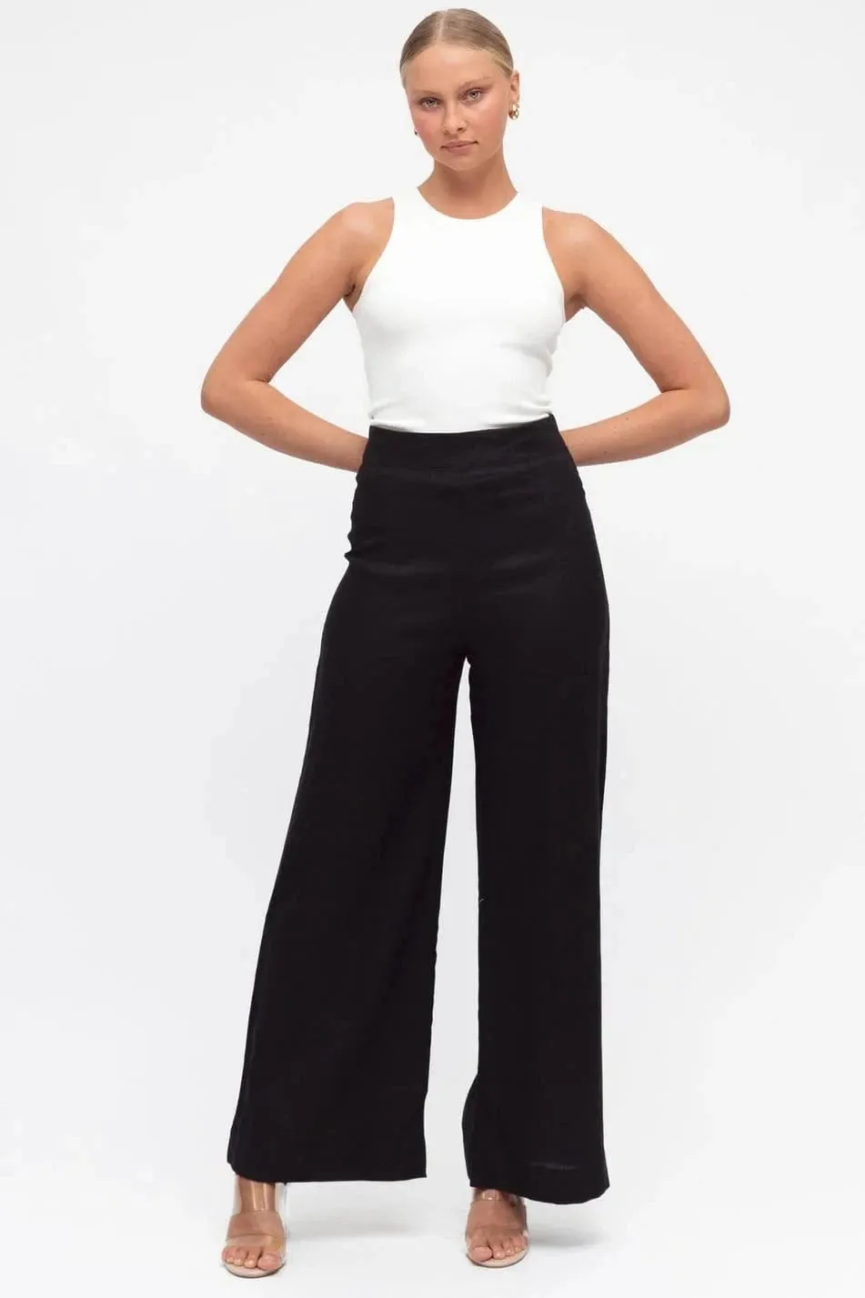 Kara Linen Pants - Blk