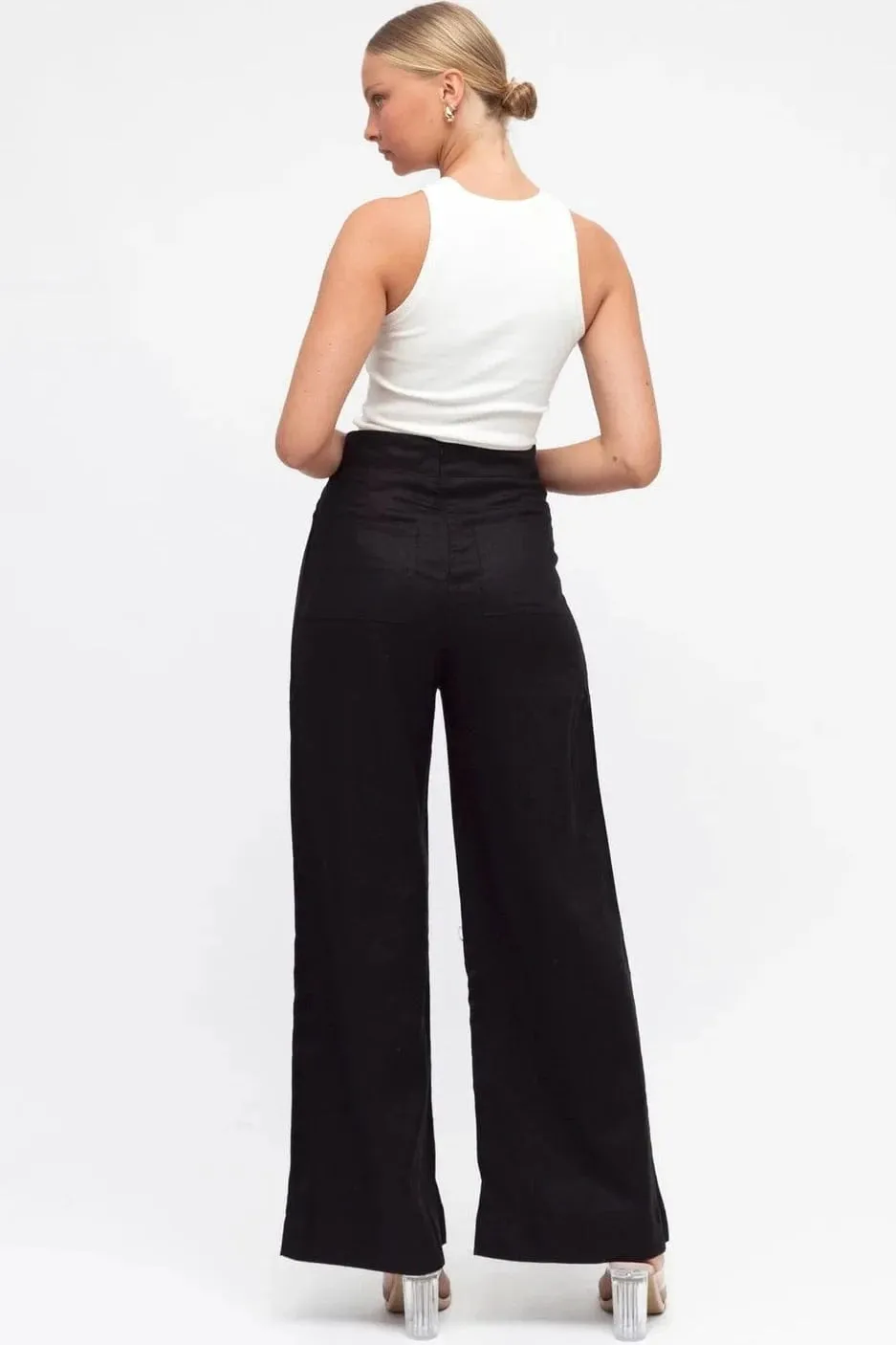 Kara Linen Pants - Blk
