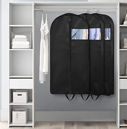 KIMBORA 43" Suit Bags for Closet Storage and Travel, Gusseted Hanging Garment Bags for Men Suit Cover With Handles for Clothes, Coats, Jackets, Shirts（3 Packs）