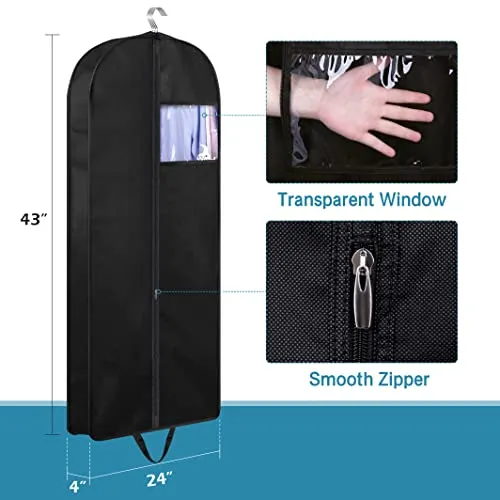 KIMBORA 43" Suit Bags for Closet Storage and Travel, Gusseted Hanging Garment Bags for Men Suit Cover With Handles for Clothes, Coats, Jackets, Shirts（3 Packs）