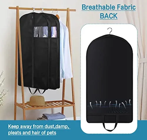 KIMBORA 43" Suit Bags for Closet Storage and Travel, Gusseted Hanging Garment Bags for Men Suit Cover With Handles for Clothes, Coats, Jackets, Shirts（3 Packs）