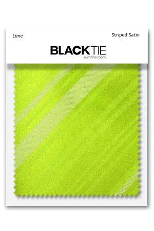 Lime Striped Satin Fabric Swatch
