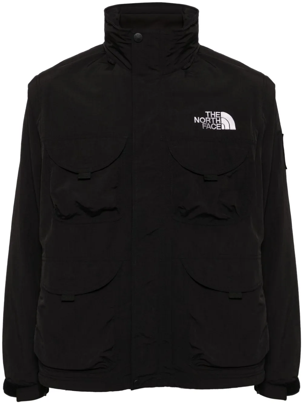 logo-embroidered zip-up military jacket