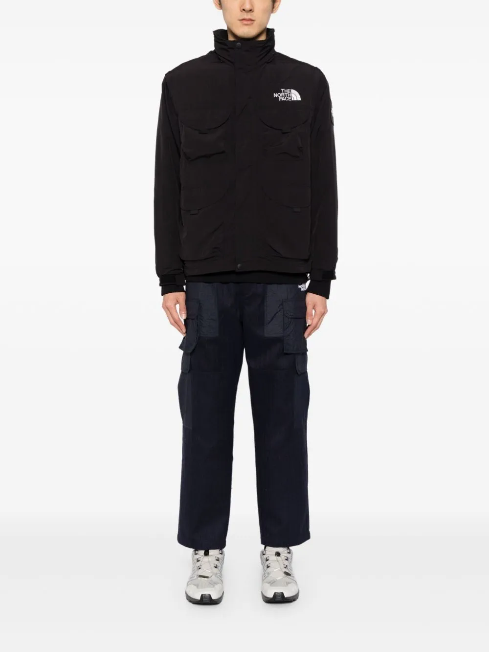 logo-embroidered zip-up military jacket
