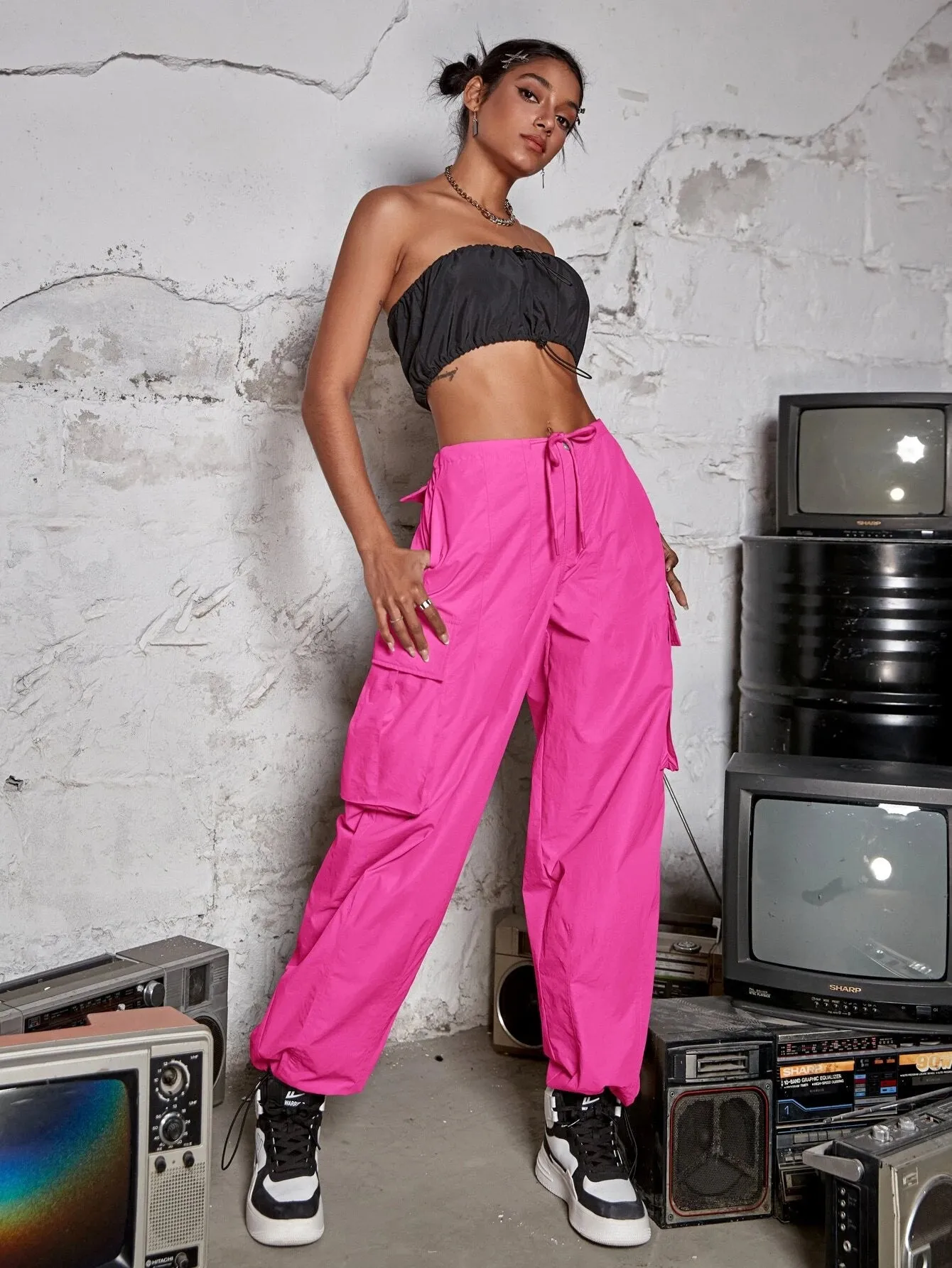 Long Length Natural Waist Cargo Pants