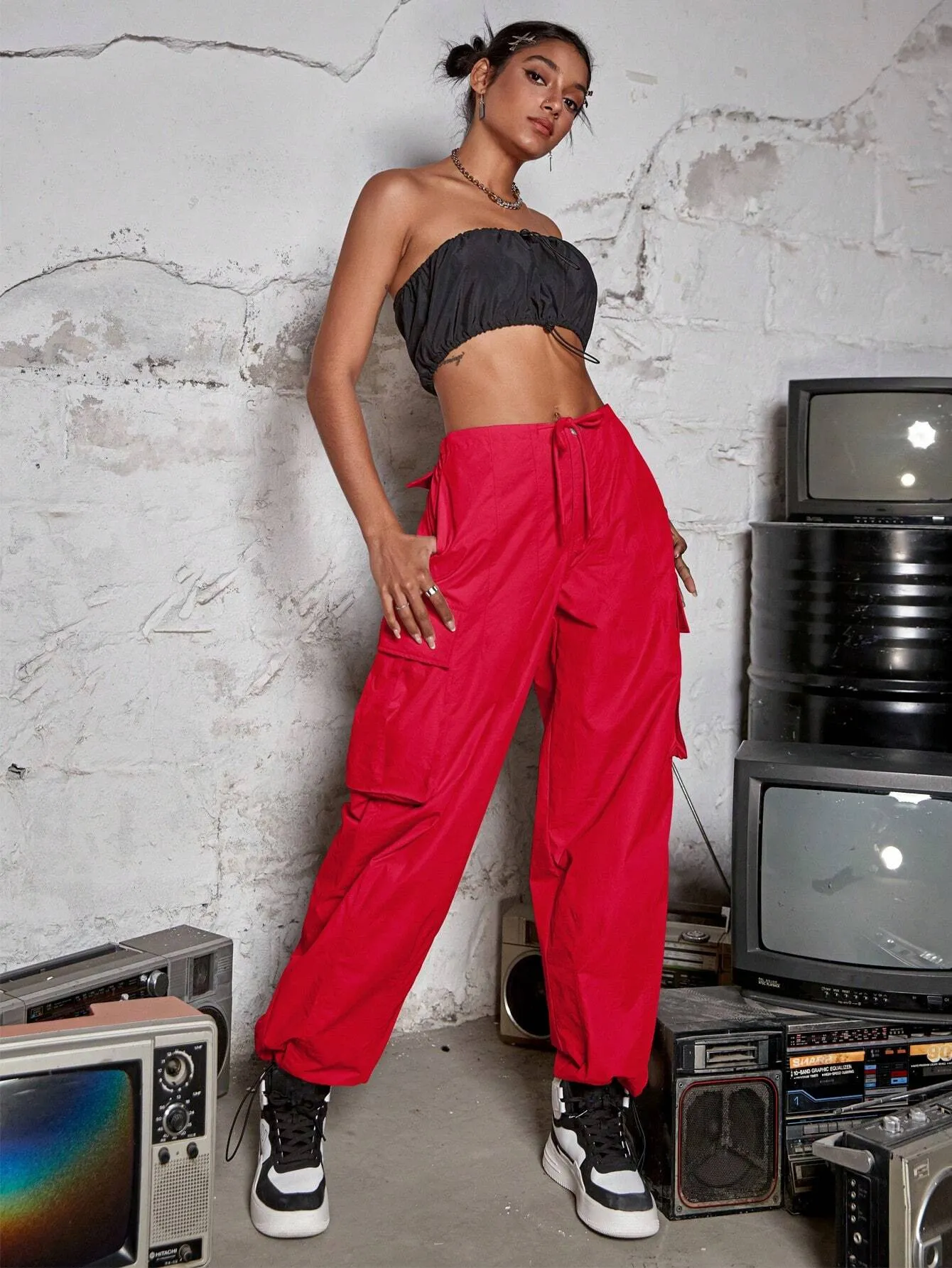 Long Length Natural Waist Cargo Pants