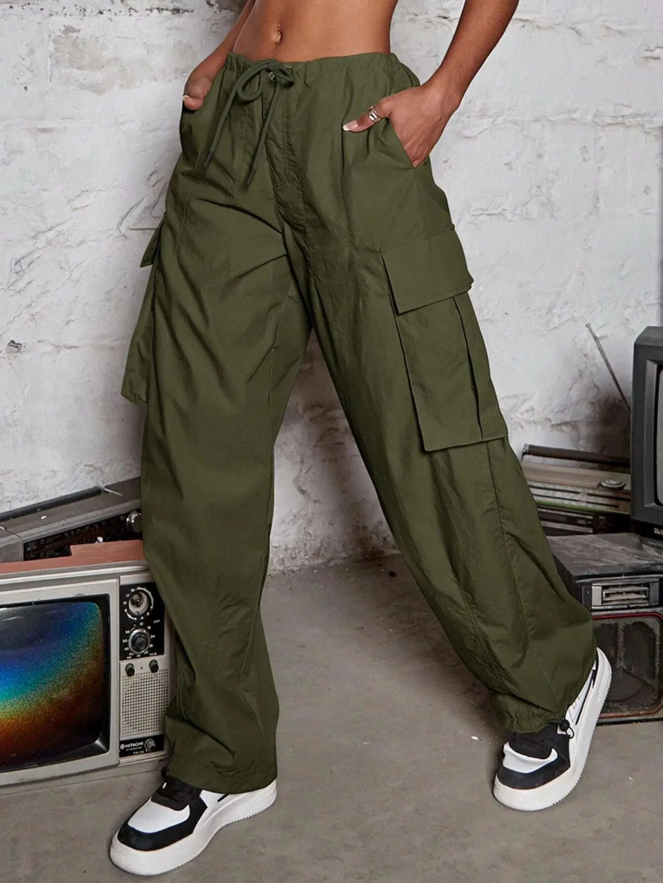 Long Length Natural Waist Cargo Pants