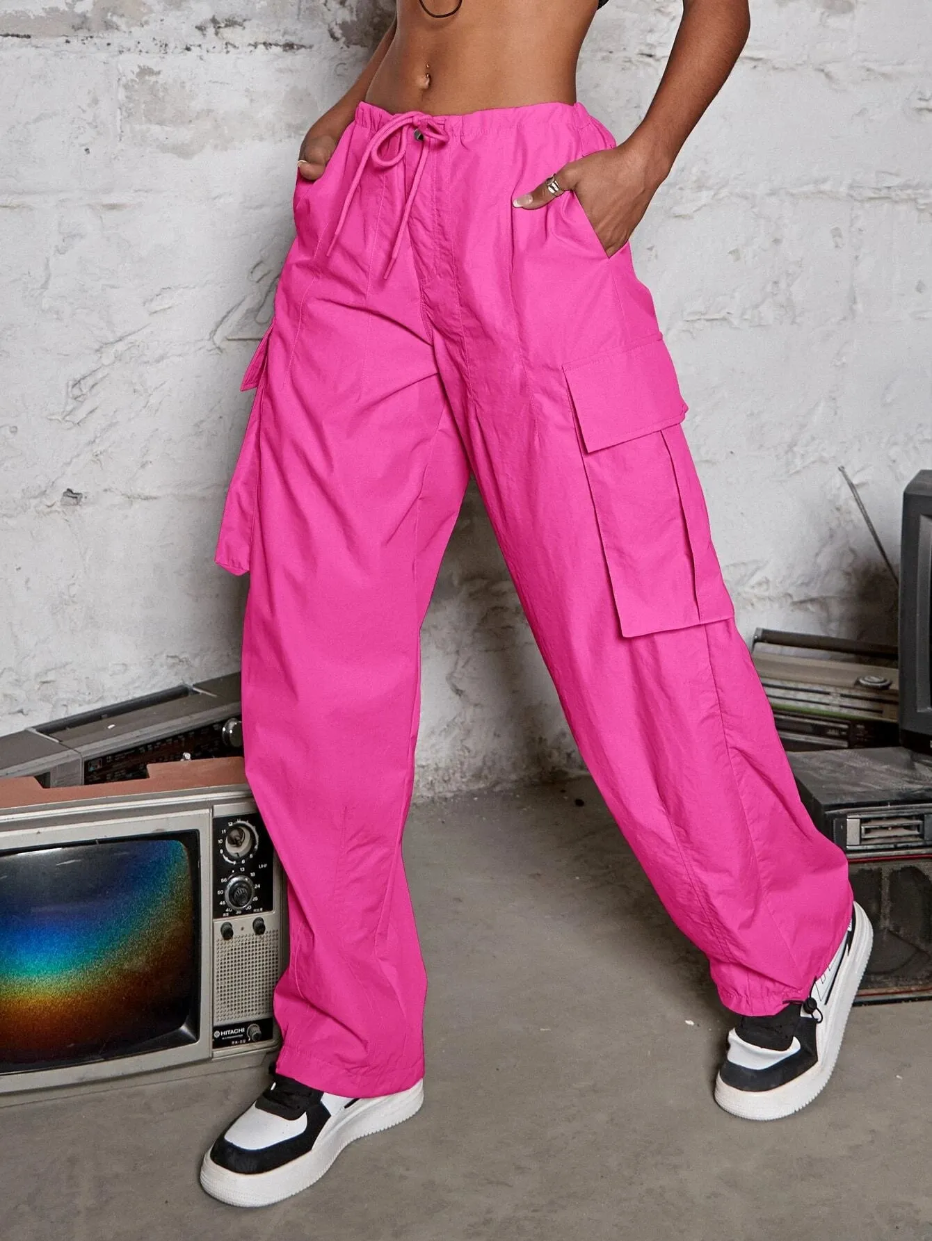 Long Length Natural Waist Cargo Pants