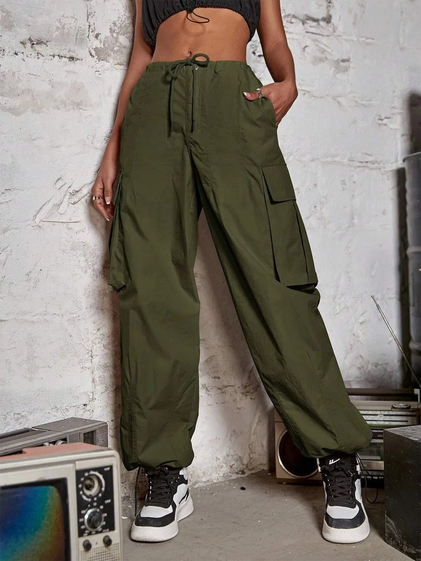 Long Length Natural Waist Cargo Pants