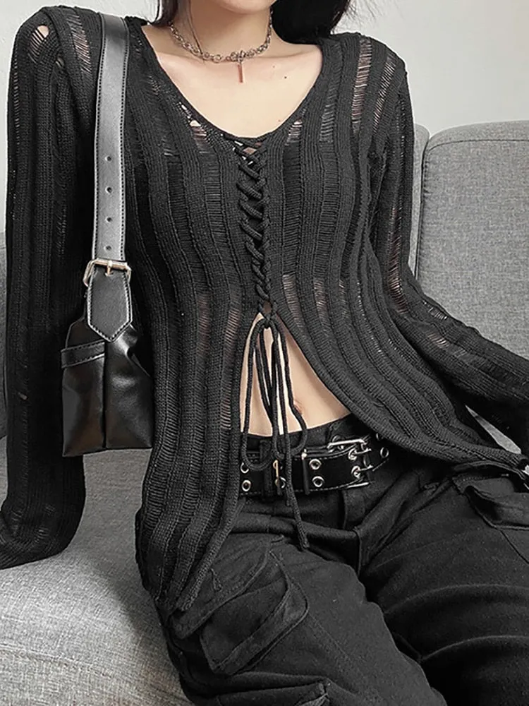 Long Sleeve Streetwear Lace Top