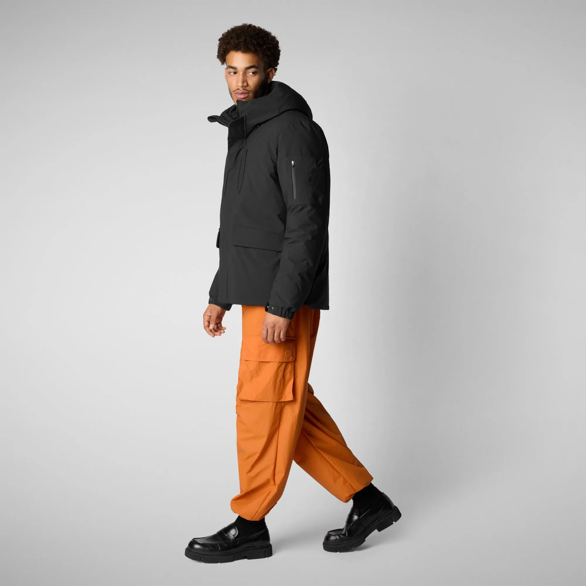 Man's hooded parka Hiram in black