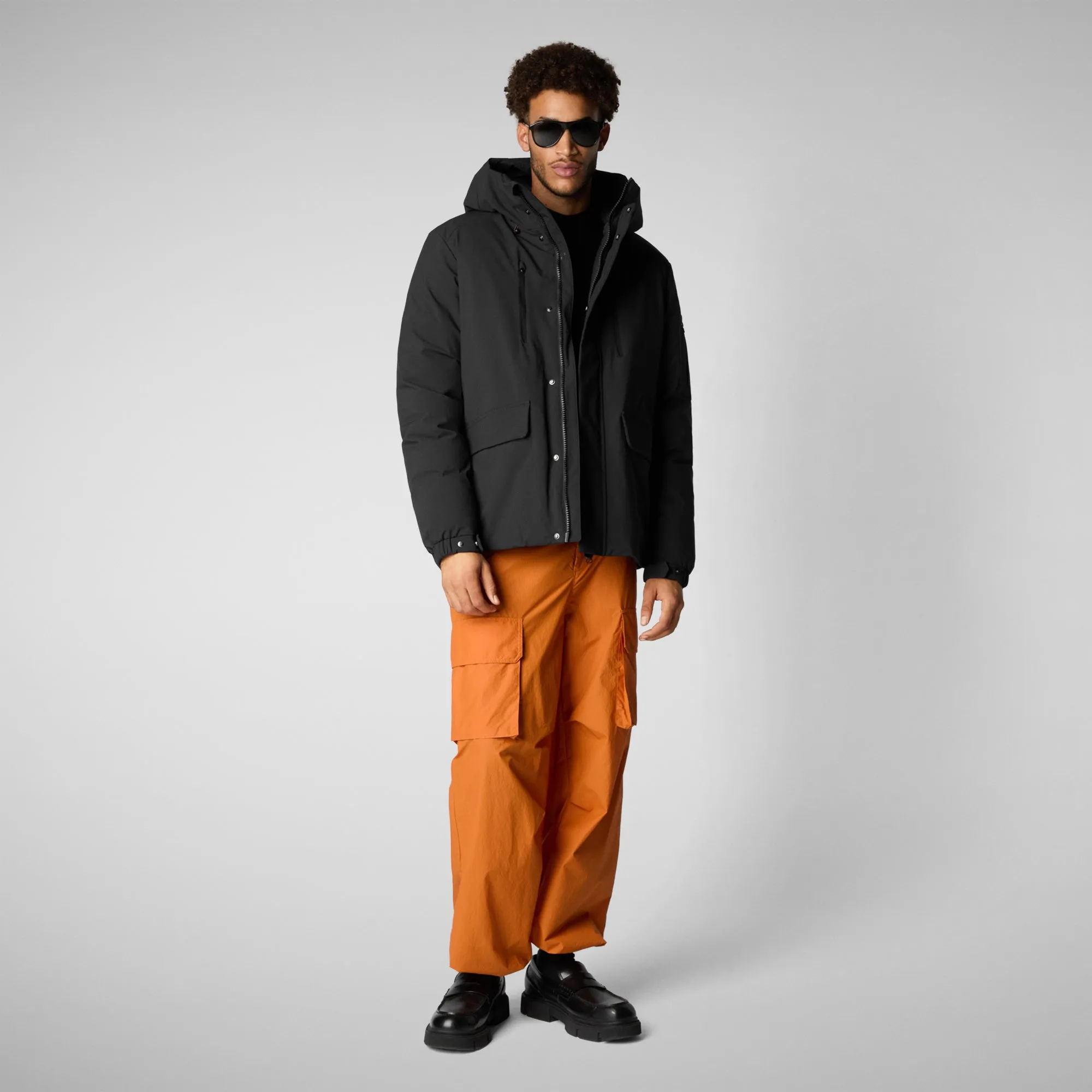 Man's hooded parka Hiram in black