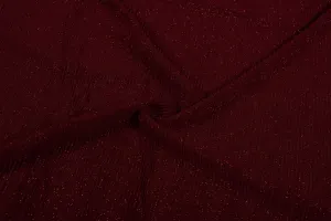 Maroon Pleated Glitter Knit Fabric