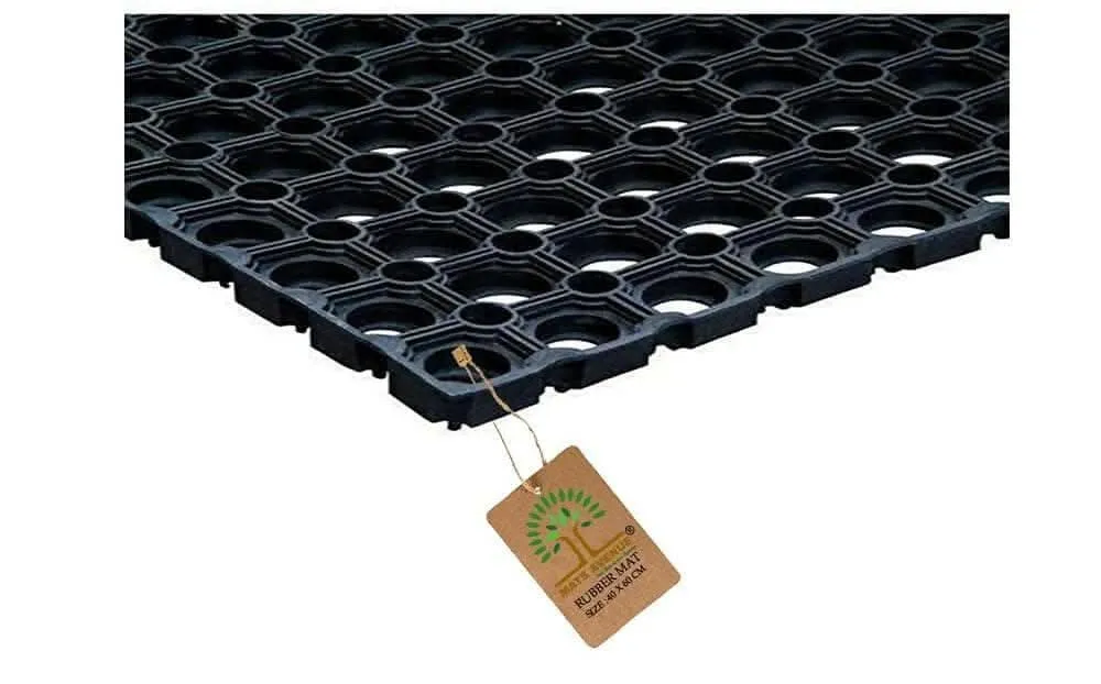 Mats Avenue 22 MM Thick Rubber Hollow Anti Fatigue Anti Skid Floor Mats (60x40 CM,Black, Pack of 3)